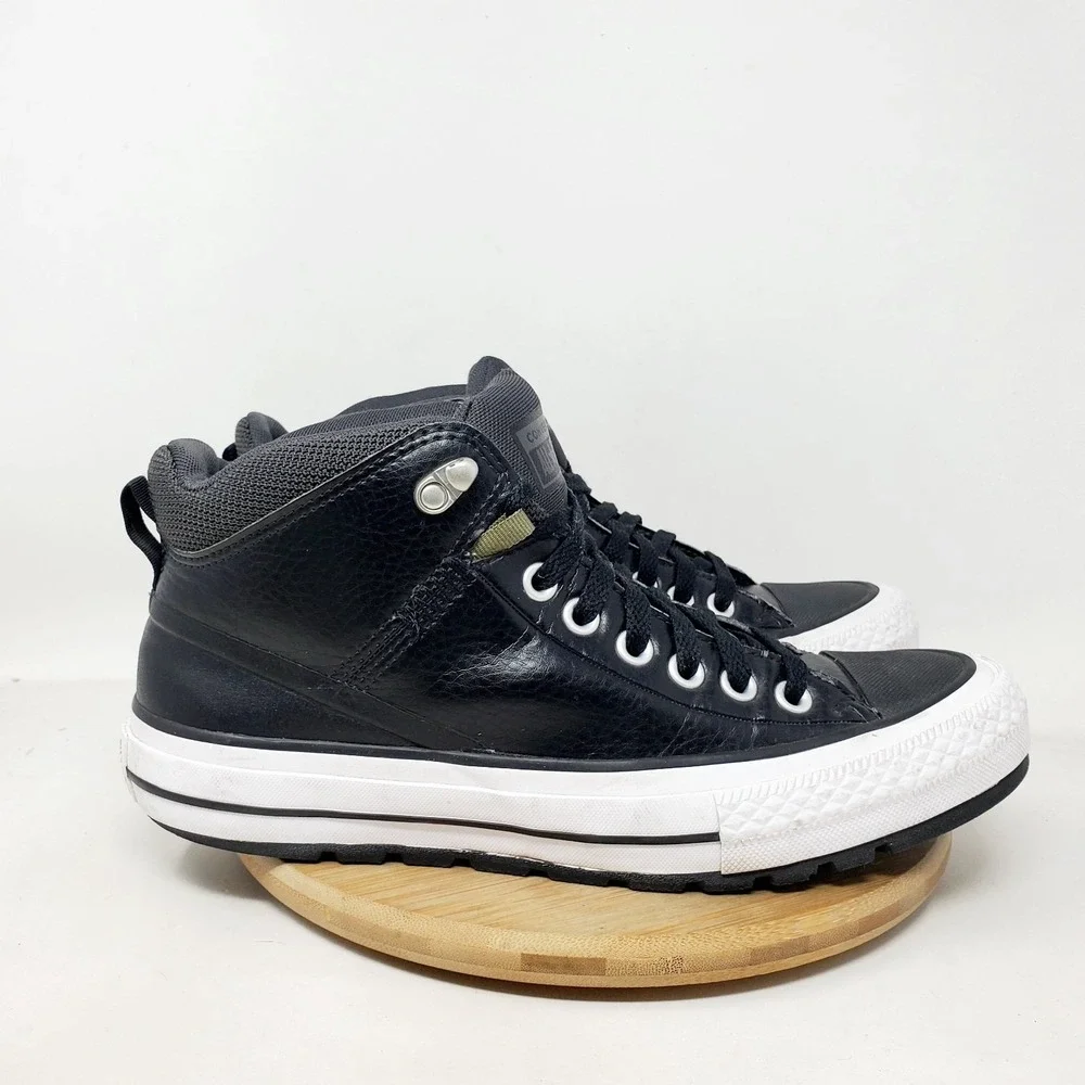 Converse Chuck Taylor All Star Street Boot Shoes Mens 8 Black Leather Sneaker - Picture 2 of 13